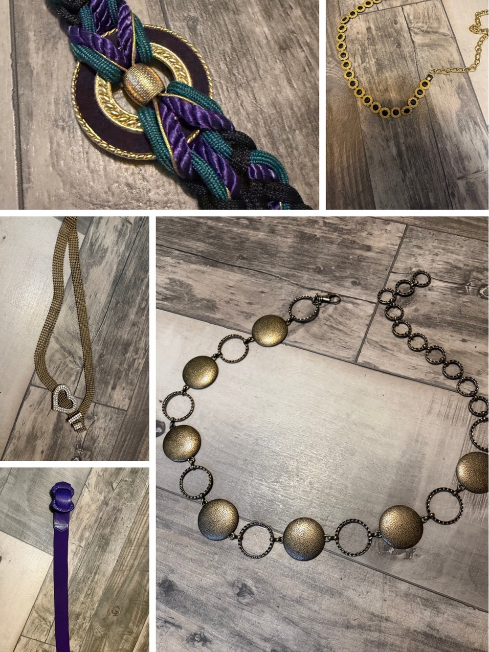 Vintage 80's Fashion Belts Set of 5